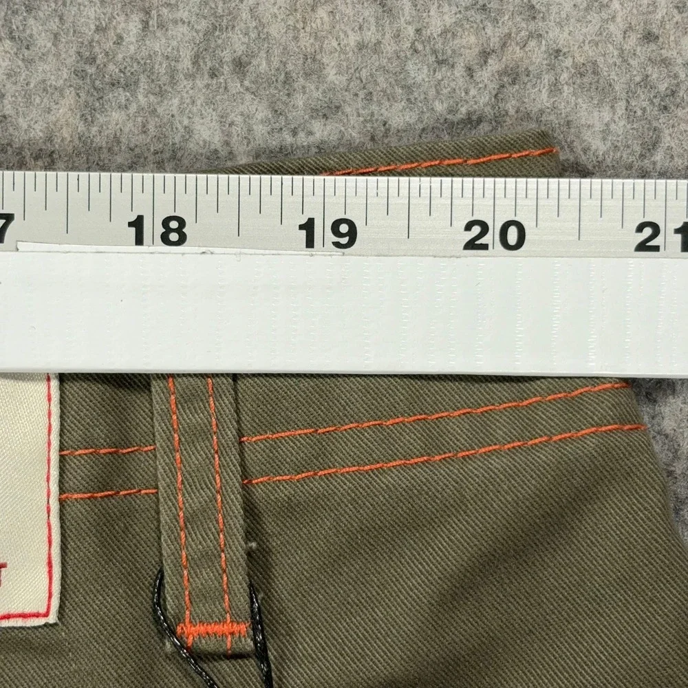 True Religion Cargo Pants Mens 38 Olive Green Twill Orange Stitching 108335 NWT